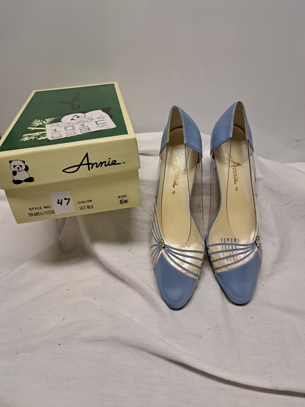 Annie Light Blue Satin D'Orsay Pumps with Silver Straps